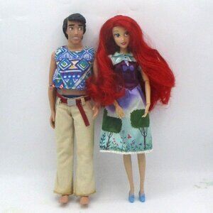 Disney Store Ariel & Prince Eric Doll Red Hair Mermaid-Inspired Set 12"